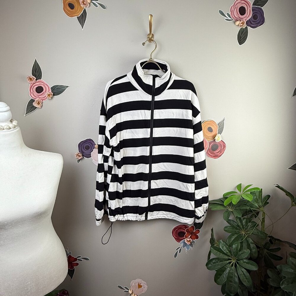 Stripped Full Zip Sweatshirt - Size - XL